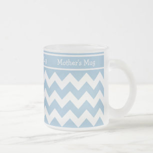 Tasse en verre dépoli personnalisée, Chevrons Bleu