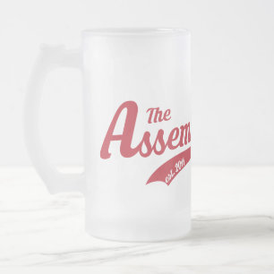 Tasse en verre givré avec le logo des textes