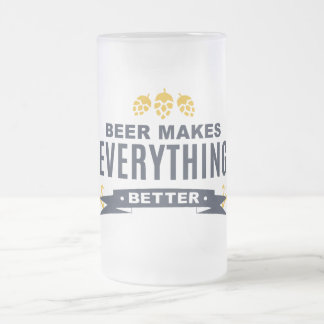 Tasse en verre givré 'La bière rend tout meilleur'