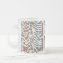 Tasse en verre givré moderne rayée gris marron