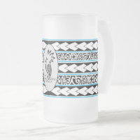 Tasse en verre glacé. Tribal Ethnic/Bleu ciel