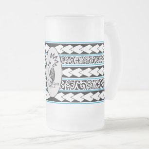 Tasse en verre glacé. Tribal Ethnic/Bleu ciel