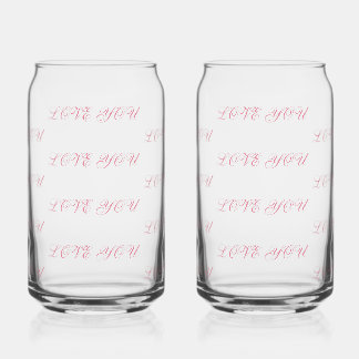 Tasse en verre Love You | Verre à boire romantique