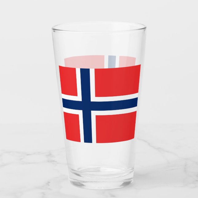 Tasse en verre patriotique avec drapeau de la Norv (Devant)
