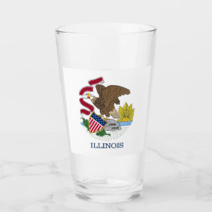 Tasse en verre patriotique avec drapeau de l'Illin