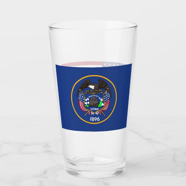 Tasse en verre patriotique avec drapeau de l'Utah (Devant)
