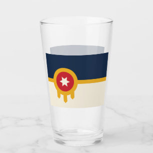 Tasse en verre patriotique avec drapeau de Tulsa,