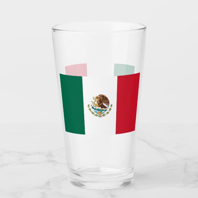 Tasse en verre patriotique avec drapeau du Mexique (Devant)