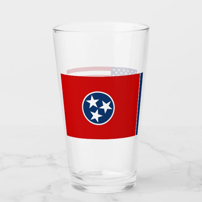Tasse en verre patriotique avec drapeau du Tenness (Devant)