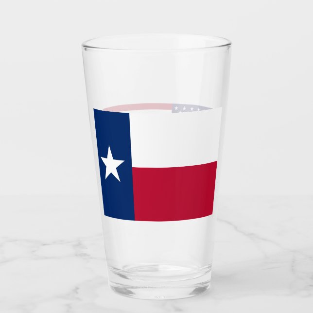 Tasse en verre patriotique avec drapeau du Texas (Devant)