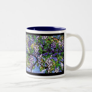 Tasse en verre souillé de Tiffany de glycines