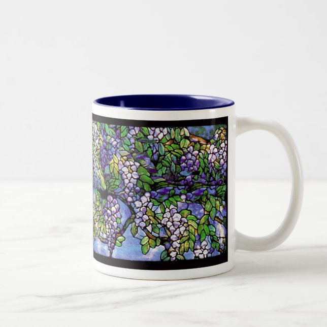 Tasse en verre souillé de Tiffany de glycines (Droit)