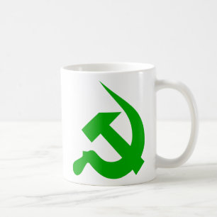 Tasse épaisse verte de Néo--Marteau et de faucil