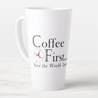 Tasse: Erst Kaffee. Die Welt retten wir später. Milchtasse