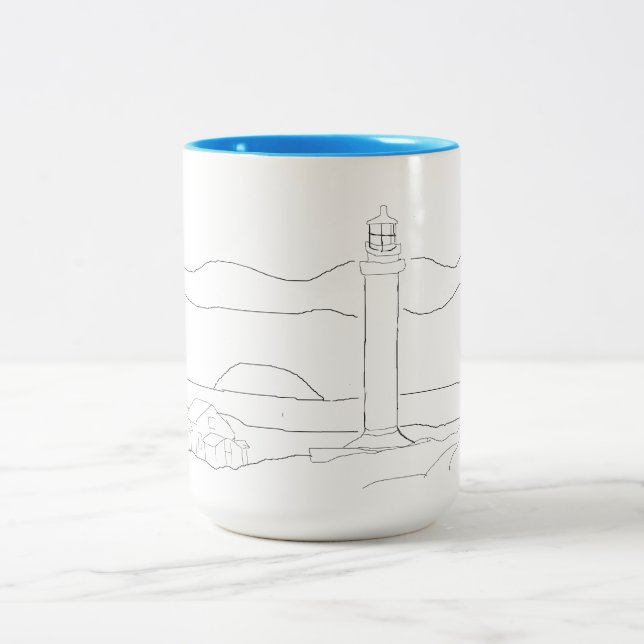 Tasse - Erwachsenenfarben Leuchtturmszene (Mittel)