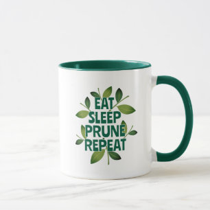 Tasse 'Essen Schlafen Beschneiden Wiederholen' für