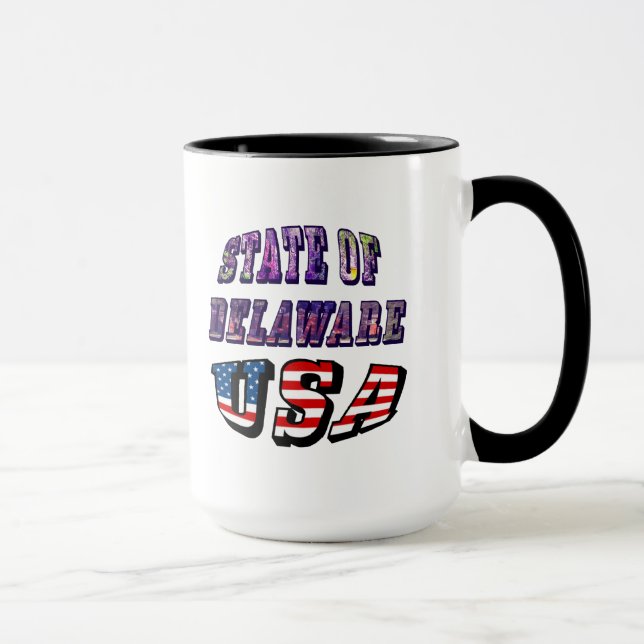 Tasse Etat du Delaware USA Photo & Flag Text (Droite)