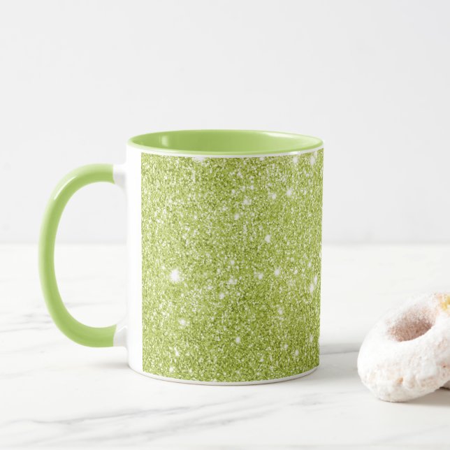 Tasse Étincelles de parties scintillantes de vert de (Avec donut)