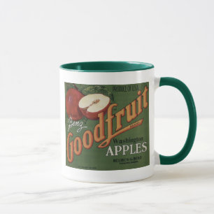 Tasse Étiquette de caisse de fruit de pommes de