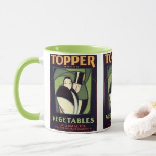 Tasse Étiquette de topper végétal vintage, Art Déco Roma