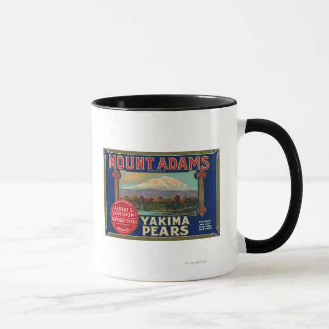 Tasse Étiquette du cadran de poire du mont Adams Yakima, (Droite)