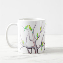 Tasse étranglée d'illustration de perruche