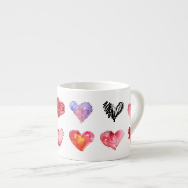 Tasse Expresso 12 Artsy-4 Coeurs d'Amour Espresso Mug (Devant droit)