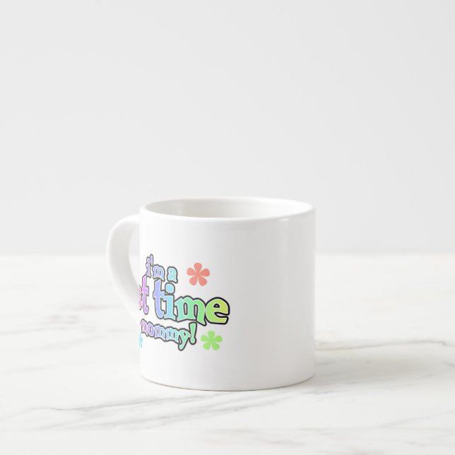 Tasse Expresso 1ère fois Mommy Rainbow Text Cadeaux (Devant gauche)