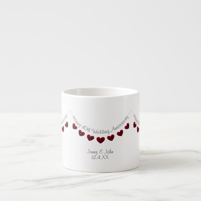 Tasse Expresso 40e Mariage de rubis Anniversaire de la rousse (Devant)