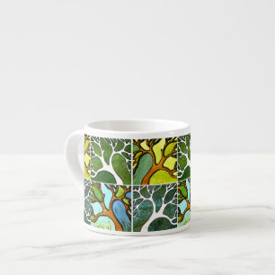 Tasse Expresso 4 arbres découpés par main dans l'aquarelle et le