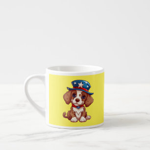 Tasse Expresso 4 juillet Chiot mignon avec Casquette américain-71