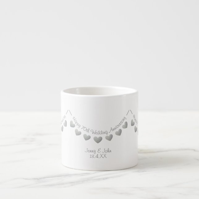 Tasse Expresso 70ème Mariage de platine Saut Anniversaire (Devant)