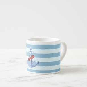 Tasse Expresso Adorable Lampe d'Ancre de Marine Bleu Clair à Rayu