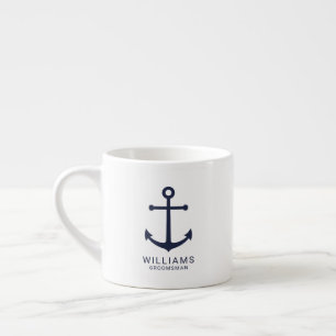 Tasse Expresso Ancre Bleue de Marine Nautique Personnalisée C