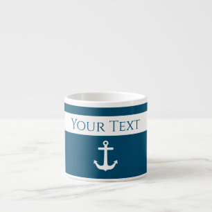 Tasse Expresso Ancre minimaliste et rayures nautiques