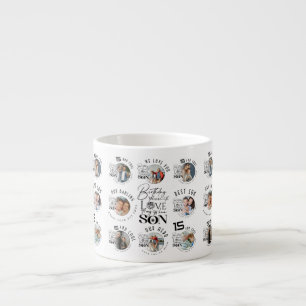 Tasse Expresso Anniversaire de Fils 8 Collage de Photos Typograph