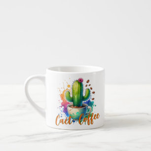 Tasse Expresso Aquarelle Cactus qui aime le café