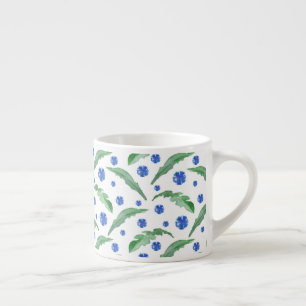 Tasse Expresso Aquarelle Fleurs de corail bleu