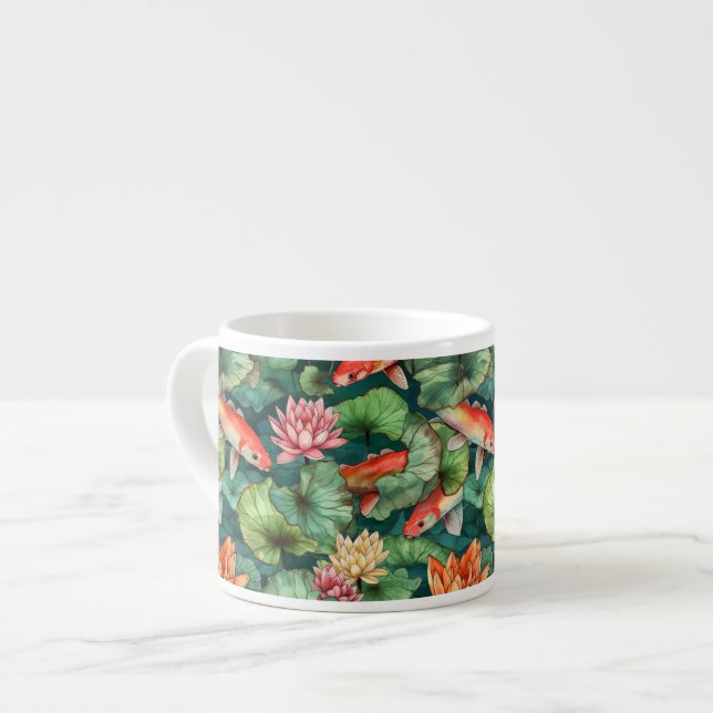 Tasse Expresso Aquarelle Koi et Lys d'eau Spécialité Mug (Devant gauche)