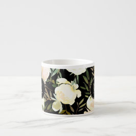 Tasse Expresso Aquarelle verte à la vanille florale romantique