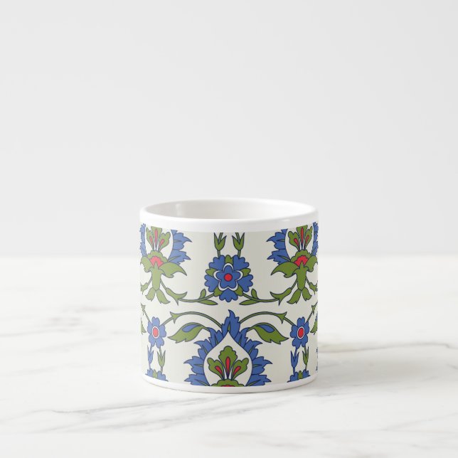 Tasse Expresso Arabe Traditionnel : Carrelage Iznik sans couture. (Devant)
