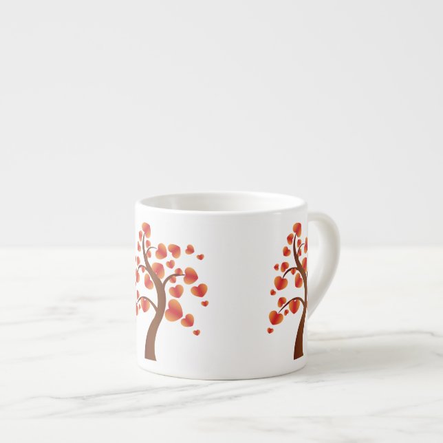 Tasse Expresso Arbre de coeur rouge (Devant droit)
