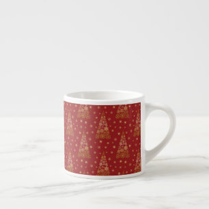 Tasse Expresso Arbre de Noël élégant rouge et or