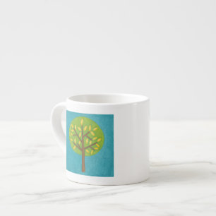Tasse Expresso Arbre vert avec le feuille jaune de Chariklia