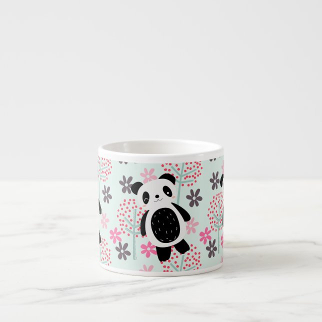 Tasse Expresso Arbres, fleurs et ours de panda (Devant)