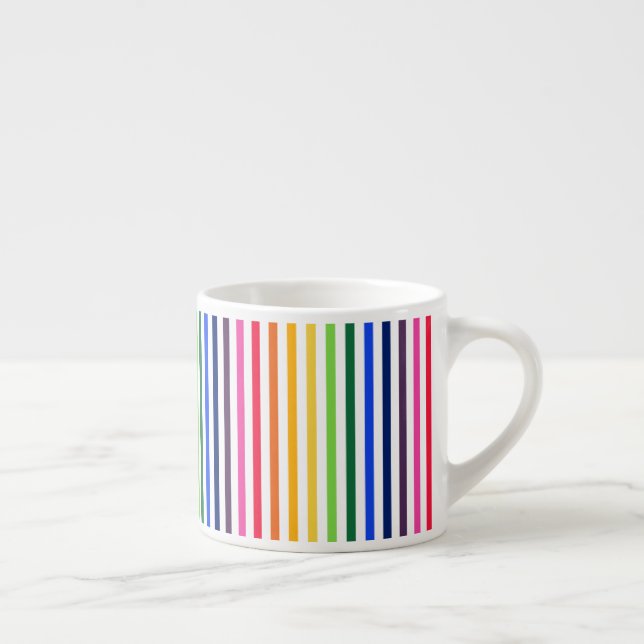 Tasse Expresso Arc-en-ciel et rayures blanches (Droite)