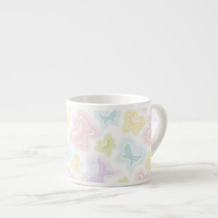 Tasse Expresso Arrière - plan avec des papillons dans l'aquarelle