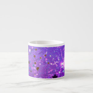 Tasse Expresso Arrière - plan de feuille violet avec étoiles