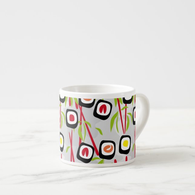 Tasse Expresso Arrière - plan de sushi (Devant droit)