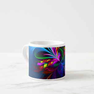 Tasse Expresso Art abstrait floral moderne motif rouge bleu #15